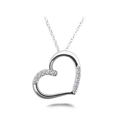 Slanted Diamond Accent Heart Pendant 1/4 Carat Total Weight