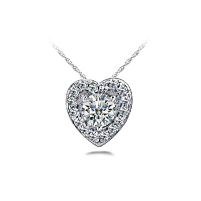 Diamond Heart Hover Halo Pendant 1/4 Carat Total Weight