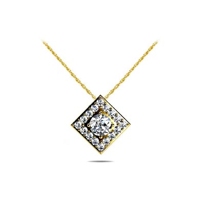 Diamond Squared Designer Pendant 1/4 Carat Total Weight