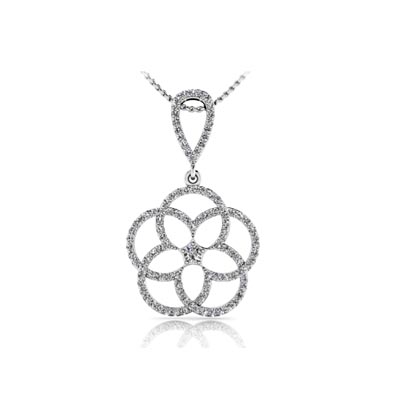 Diamond Flower Loop Pendant 1.12 Carat Total Weight