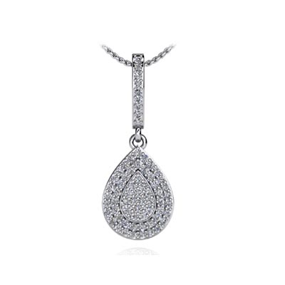 Pave Pear Diamond Pendant 1/2 Carat Total Weight