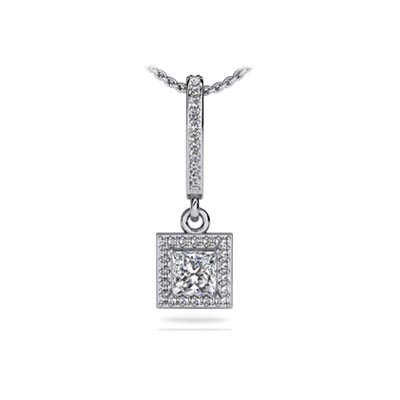 Diamond Princess Cut Designer Pendant 1/4 Carat Total Weight