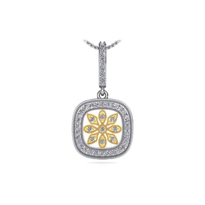 Floral Miligrain Diamond Pendant 1/4 Carat Total Weight