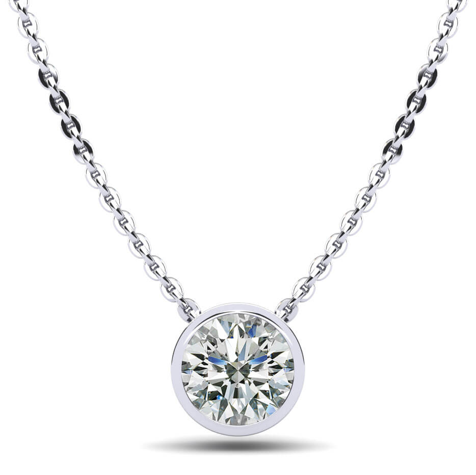 Solitaire Brilliant Round Diamond Pendant 1/2 Carat Total Weight