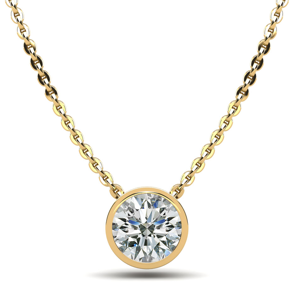 Solitaire Brilliant Round Diamond Pendant 1/2 Carat Total Weight