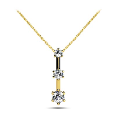 6 Prong 3 Stone Pendant 1/4 Carat Total Weight