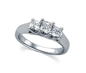 Three Stone Princess Cut Engagement Ring