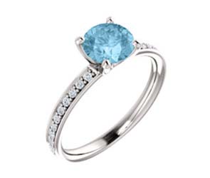 Aquamarine Diamond Accented Engagement Ring