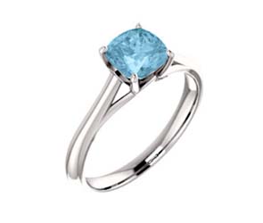 Cushion Cut Aquamarine Engagement Ring