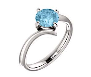 Aquamarine Soliraire Engagement Ring