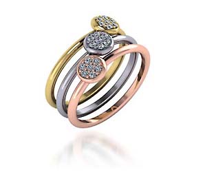 Ladies Stackable Tri Color Diamond Ring