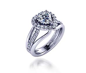 Diamond Halo Style Heart Shape Diamond Ring