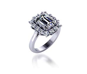 Emerald Cut Halo Diamond Ring