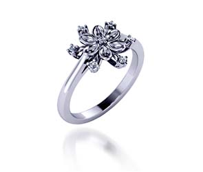 Diamond Snowflake Style Fashion Ring