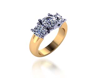 Two Tone 3 Stone Diamond Ring