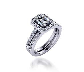 Emerald Cut Halo Style Engagement Ring