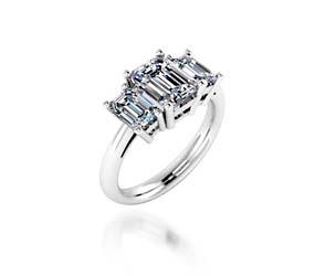 Three Stone Emerald Cut Diamond Ring