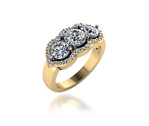 Three Stone Accented Diamond Anniversary Ring