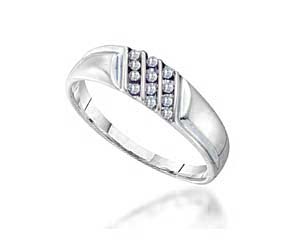 Mens Triple Row Diamond Band<br> .12 Carat Total Weight