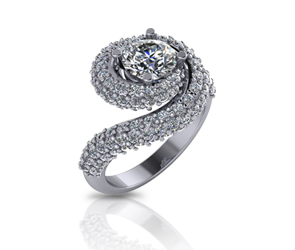 Diamond Swirl Halo Ring