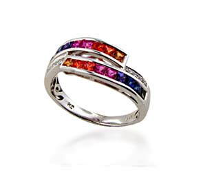 Multi-color Sapphire Ring<br> 1.08 Carat Total Weight