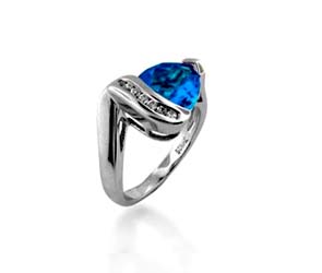 Blue Topaz Ring 2.1<br>  Carat Total Weight