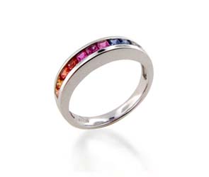 Multi-color Sapphire Ring<br> .88 Carat Total Weight