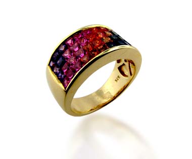 Multi-Color Sapphire Ring 3.52 Carat Weight