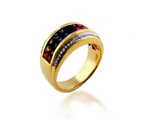 Multi-colored Sapphire Ring<br> 1.76 Carat Total Weight
