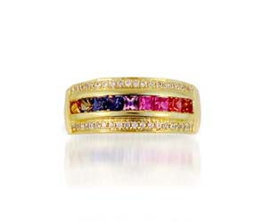 Multi-color Sapphire Ring<br> 9/10 Carat Total Weight