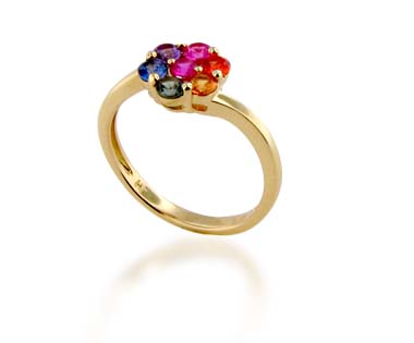 Multi-color Sapphire Ring<br> .77 Carat Total Weight