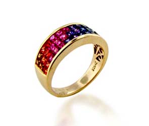 Multi-color Sapphire Ring<br> 2.34 Carat Total Weight