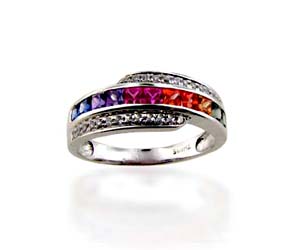 Multi-color Sapphire Ring<br> .88 Carat Total Weight