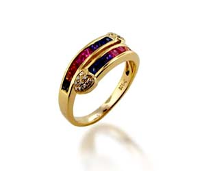 Multi-color Sapphire Ring<br> .96 Carat Total Weight