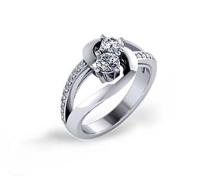 Split Shank Single Row Two Stone Diamond Ring