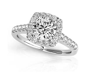 Round Diamond Cushion Fire Side Diamond Ring 