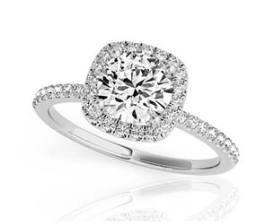 Round Halo Cushion Head Diamond Ring