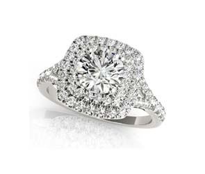 Double Halo Cushion Head Diamond Ring 