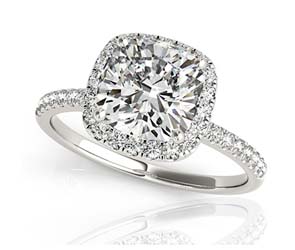 Frosted Acute Cushion Halo Diamond Ring