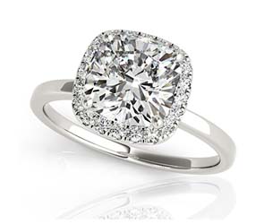 Acute Cushion Halo Diamond Ring