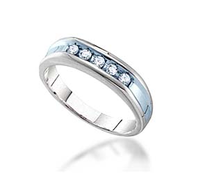 Mens 5 Stone Channel Set Band<br> 1/4 Carat Total Weight