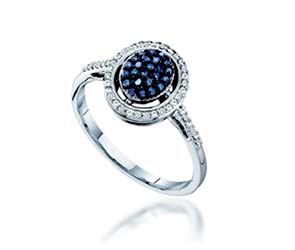 Ladies Blue Diamond Ring<br> 1/4 Carat Total Weight