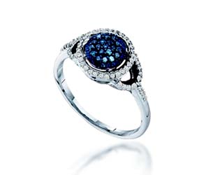 Blue Diamond Fashion Ring<br> 1/4 Carat Total Weight