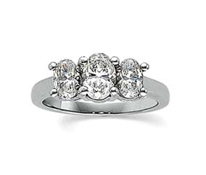 Three Stone Oval Cut Diamond Ring