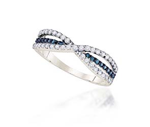 Ladies Blue Diamond Fashion Band<br> 1/2 Carat Total Weight