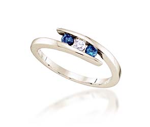 Three Stone Blue Diamond Fashion Band<br> 1/4 Carat Total Weight