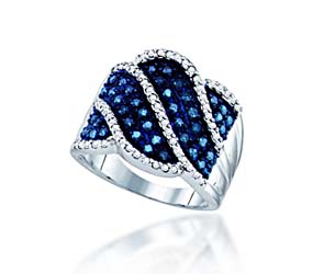 Blue Diamond Ring<br> 3/4 Carat Total Weight