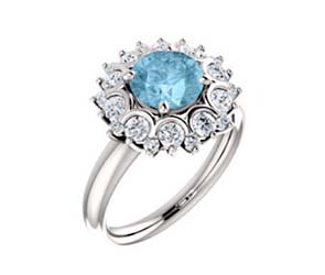 Halo Style Aquamarine Diamond Ring