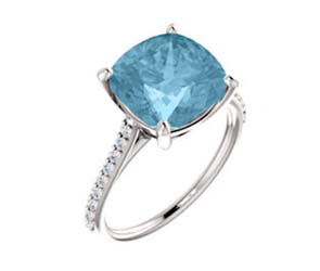 Aquamarine Cushion Cut Ring