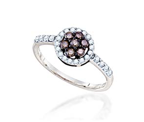 Ladies Champane Diamond Flower Ring<br> 1/2 Carat Total Weight